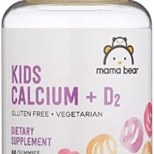 Amazon Brand - Mama Bear Kids Calcium + D, Bone Health, 60 Gummies (30 Day Supply), Non-GMO, Vegetarian, Gluten Free (Packaging May Vary)