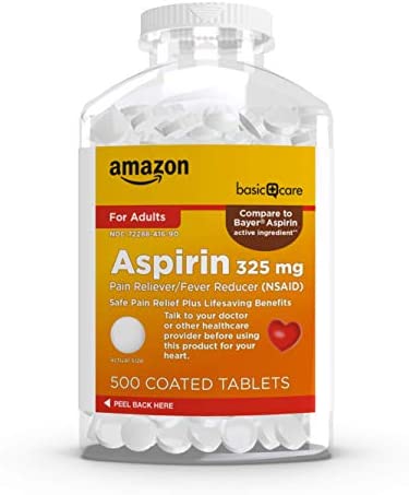 Basic Care Aspirin Regular Strength Tablets, 325mg, 500 Count