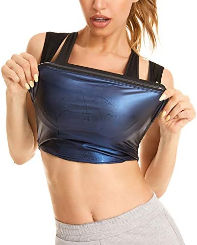 Fitever Women's Sauna Suit Sweat Vest Waist Trainer Heat Trapping Workout Tank Top Shapewear for Weight Loss Polymer Body Shaper Slimming