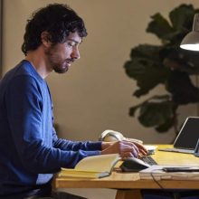A man working in his home office
