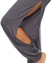 AvaCostume Womens Harem Yoga Pants Side Slit Sport Workout Sweatpants