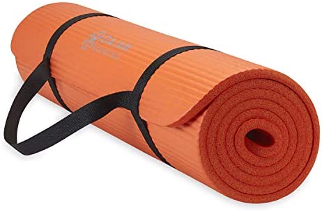 Gaiam Essentials Thick Yoga Mat Fitness & Exercise Mat with Easy-Cinch Yoga Mat Carrier Strap, 72"L x 24"W x 2/5 Inch Thick