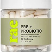 Rae Wellness Pre + Probiotic for Women - Support Digestive and Gut Health with Apple Cider Vinegar, Acidophilus and More - Vegan, Non-GMO, Gluten Free - 60 Caps (30 Servings)