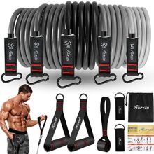 Resistance Bands, Exercise Bands with Handles, Fitness Bands, Workout Bands with Door Anchor and Ankle Straps, for Heavy Resistance Training, Physical Therapy, Shape Body, Yoga, Home Workout Set