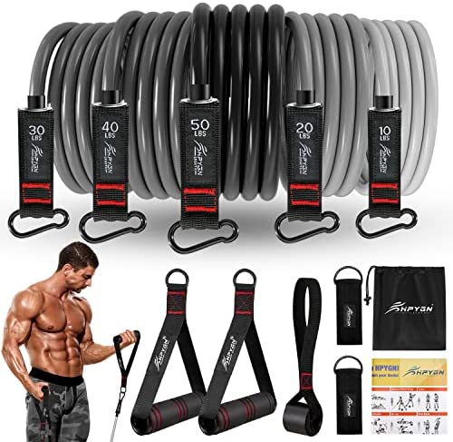 Resistance Bands, Exercise Bands with Handles, Fitness Bands, Workout Bands with Door Anchor and Ankle Straps, for Heavy Resistance Training, Physical Therapy, Shape Body, Yoga, Home Workout Set