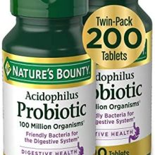 Nature’s Bounty Acidophilus Probiotic, Daily Probiotic Supplement, Supports Digestive Health, Twin Pack, 200 Tablets