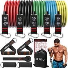 WALITO Resistance Bands Set - Exercise Bands with Handles, Door Anchor, Legs Ankle Straps, for Heavy Resistance Training, Physical Therapy, Muscle Training, Yoga, Home Workouts
