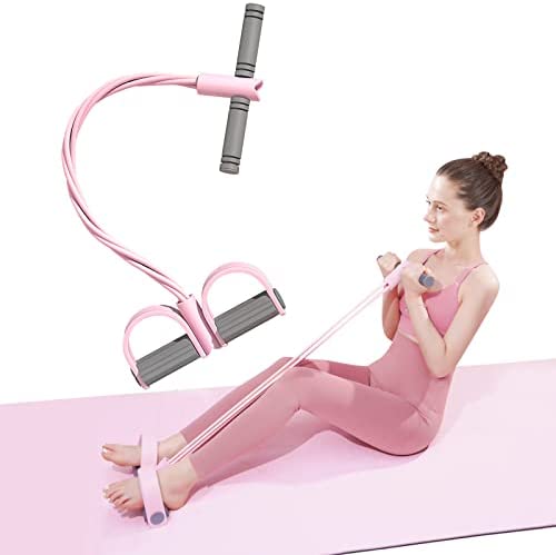 Pedal Resistance Band,najiaxiaowu 4 Tube Multifunction Tension Rope Band Sit Up Exercise Equipment Exercise Yoga Tool as Reduce Weight and Fat Tool for Abdominal, Waist, Leg, Arm Training,Pink