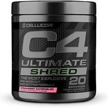 Cellucor C4 Ultimate Shred Pre Workout Powder, Fat Burner for Men & Women, Weight Loss Supplement with Ginger Root Extract, Strawberry Watermelon, 20 Servings, 12.3 Ounce (Pack of 1)