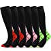 Compression Socks for Women Circulation,20-30mmhg Knee High Sports Running Men Sock Stocking-Support Hose Recovery,Relief Calves Foot Pain for Athletic Pregnancy Travel Nursing Flying-6 Pairs