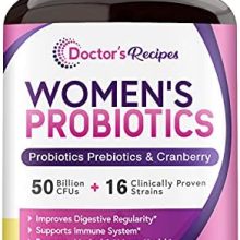 Doctor's Recipes Women’s Probiotic, 60 Caps 50 Billion CFU 16 Strains, with Organic Prebiotics Cranberry, Digestive Immune Vaginal & Urinary Health, Shelf Stable, Delayed Release, No Soy Gluten Dairy