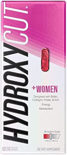 Hydroxycut + Women Pills with Biotin & Collagen | Hair Nails and Skin Vitamins | Iron Supplement | Energy Pills, 60 Count (1 Pack)