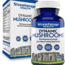 Stonehenge Health Dynamic Mushrooms - 100% Fruiting Bodies & Extracts - Lion’s Mane, Chaga, Maitake, Shiitake, Reishi - Nootropic Brain & Focus, Immune System Booster - No Mycelium -60 Veggie Capsules
