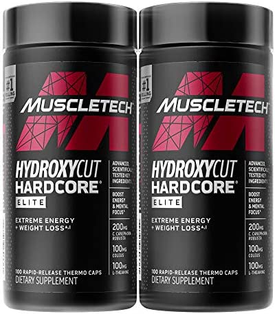Weight Loss Pills for Women & Men | Hydroxycut Hardcore Elite | Weight Loss Supplement Pills | Weightloss + Energy Pills | Metabolism Booster for Weight Loss | 100 Count (Pack of 2)