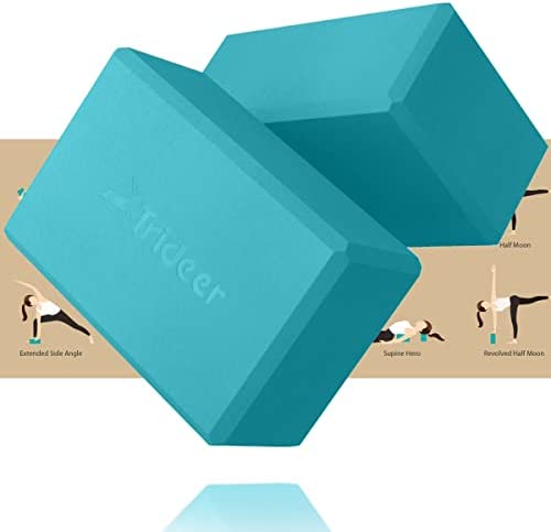 Trideer Yoga Blocks, Yoga Blocks 2 Pack, Premium EVA Foam Blocks with Free Guide, Supportive, Lightweight & Odor Resistant, Yoga Essentials for Yogi & Yogini, Yoga Accessories 9"x6"x3"