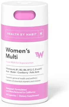 Health By Habit Womens Multi Supplement (60 Capsules) - 23 Essential Vitamins and Minerals, Supports General Health & Wellness, Non-GMO, Sugar Free (1 Pack)