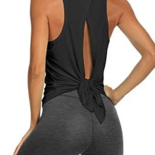 Bestisun Workout Tops Open Back Shirts Gym Workout Clothes Tie Back Musle Tank for Women
