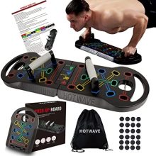 HOTWAVE Upgrade Push Up Board Fitness, Portable Foldable 14 in 1 Push Up Bar, Pushup Handles for Floor. Professional Strength Training Equipment For Man and Women