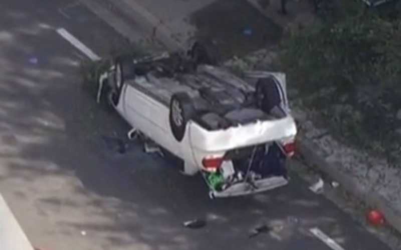 Five injured in Thousand Oaks as Walmart stabbing suspect's car slams into students leaving high school and flips