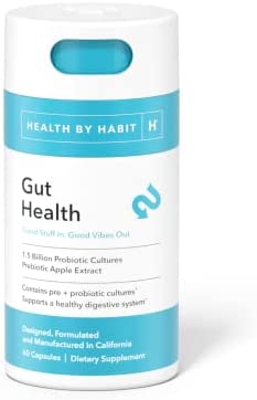 Health By Habit Gut Health Supplement (60 Capsules) - Contains 1.5 Billion probiotic Cultures, Prebiotic Apple Extract, Support a Healthy Digestive System, Non-GMO, Sugar Free (1 Pack)