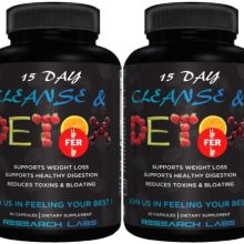 Research Labs 15 Day Colon Cleanse & Detox for Less Bloat Flat Tummy w/Probiotics - 2 Fer 1 - Constipation Relief - Flushes Toxins, Boosts Energy. Clinically Researched Safe and Effective Formula