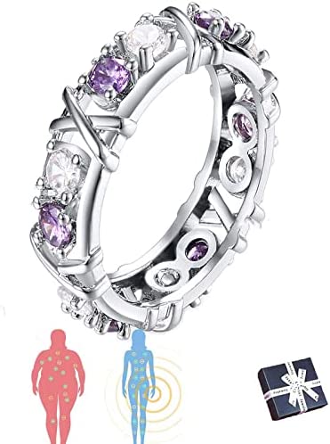 gussein Moissanite Magnetology Lymphvity Ring, Magnetic Rings for Women Weight Loss, Magnetic Zircon Shaping Cross Full Moissanite Diamond Ring, Unclog Bloodstream and Lymph Nodes