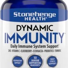 Stonehenge Health Dynamic Immunity Daily Supplement 10-in-1 Immune Boosters Zinc, Elderberry, Echinacea, Vitamin C & Probiotic L. Acidophilus – Supports Immune System & Respiratory Health, 60 Capsules