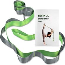 SANKUU Yoga Straps Stretching Strap with 12 Loops Workout Poster, Straps for Stretching Physical Therapy Equipment Long Stretch Out Bands for Exercise, Pilates and Gymnastics for Women Men