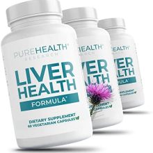 PUREHEALTH RESEARCH Liver Health Detox and Cleanse Supplement - Herbal Blend for Women & Men with Artichoke Extract, Milk Thistle and Dandelion - Liver Support Supplement - 180 Capsules