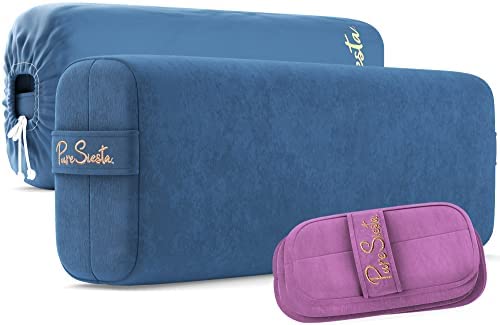 Pure Siesta Bolster Pillow for Restorative Yoga | 2 Luxurious eco-Suede Pillow Covers with Carry Handle | Supportive Rectangular Yoga Bolster | Includes Carry case