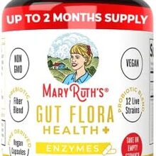 MaryRuth's Gut Flora Health+ Enzymes | Up to 2 Month Supply | Prebiotic Probiotic Digestive Enzymes for Healthy Gut Biome & Digestive Support | Immune Function & Gastrointestinal Health | 60 Capsules