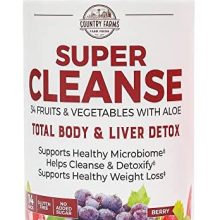 Country Farms Super Cleanse, Super Juice Cleanse, Supports Healthy Digestive System, 34 Fruits and Vegetables with Aloe, Promotes Natural Detoxification, Drink Powder, 14 Servings, 9.88 Ounce