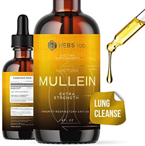 Mullein Leaf Extract - Organic Lung Cleanse - Mullein Drops for Lung Health - Made in USA - Natural Lung Support Supplement - Herbal Respiratory Relief - Mullein Extract Tincture 4 Oz