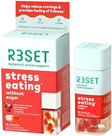 R3SET Stress Eating Daily Supplement Capsules – Apple Cinnamon – 28ct