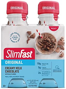 SlimFast Meal Replacement Shake, Original Creamy Milk Chocolate, 10g of Ready to Drink Protein for Weight Loss, 11 Fl. Oz Bottle, 4 Count (Packaging May Vary)