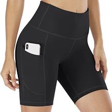 IUGA Biker Shorts Women 6" Workout Shorts Womens with Pockets High Waisted Yoga Running Gym Spandex Compression Shorts