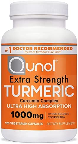Turmeric Curcumin Capsules, Qunol Turmeric 1000mg With Ultra High Absorption, Joint Support Supplement, Extra Strength Tumeric, Vegetarian Capsules, 2 Month Supply, 120 Count (Pack of 1)