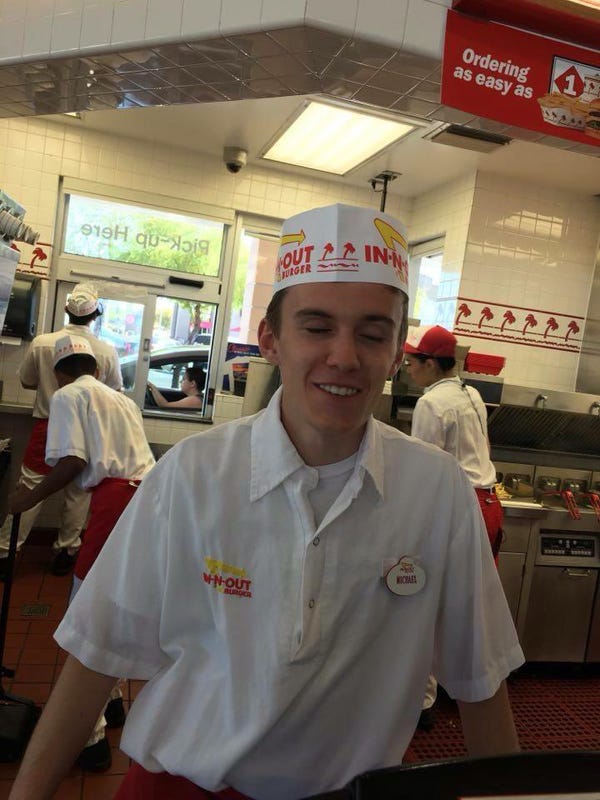 The author when he was working at In-N-Out Burger.